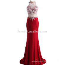 Elegant Lace Mermaid Evening Dress Long 2016 New Arrival High Neck Beaded Satin Prom Dress High Quality Formal party Gowns